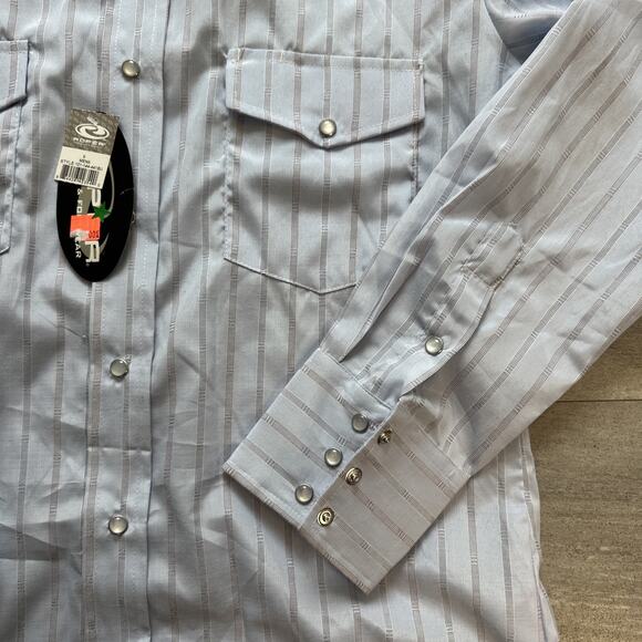 NWT Roper Men's S Long Sleeve Pearl Snaps Gray Striped Western Shirt - Picture 5 of 6